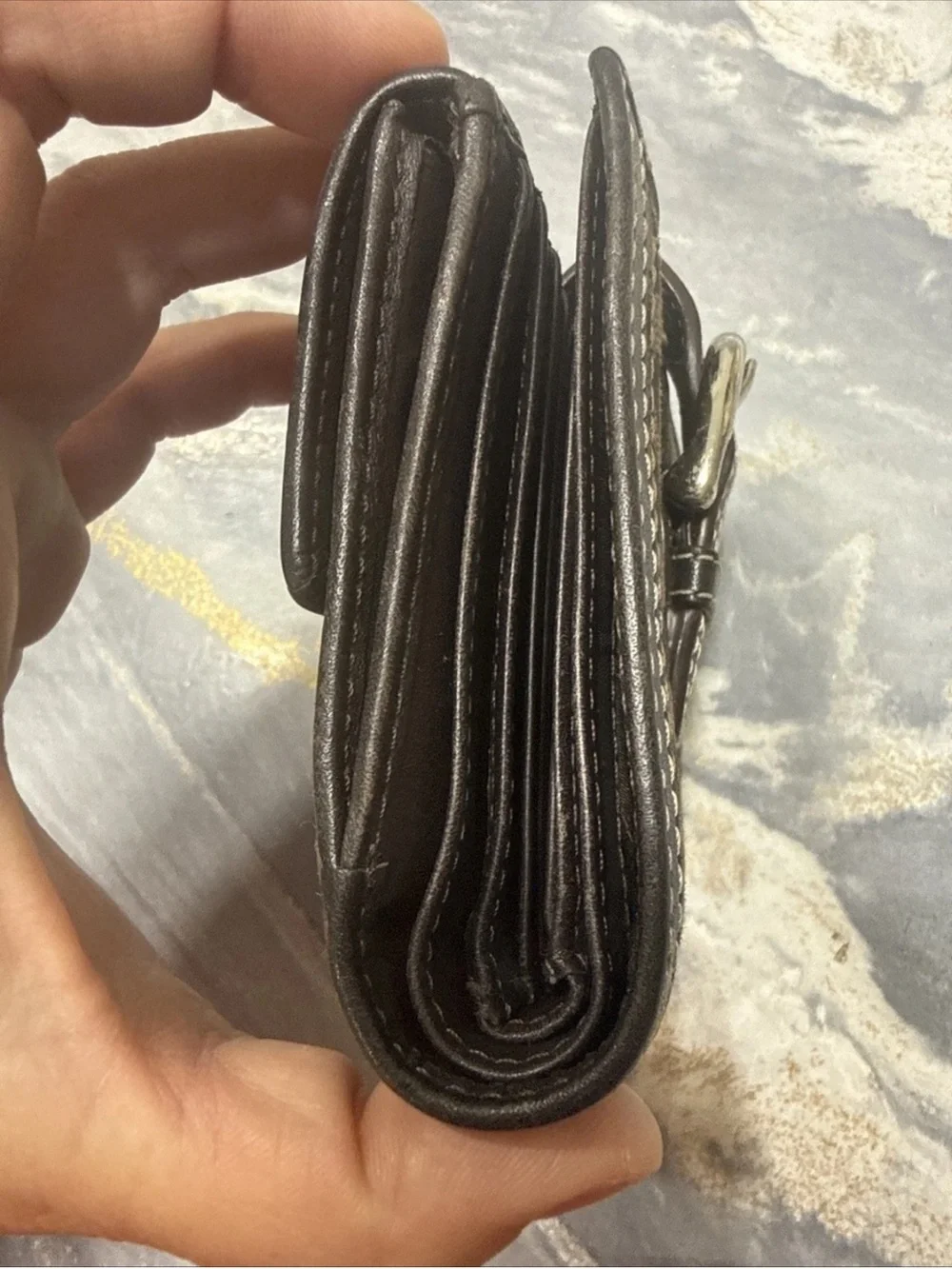 Coach Y2K Dark Brown Signature Canvas Soho Silver Tone Buckle Small Mini Wallet - Picture 9 of 14